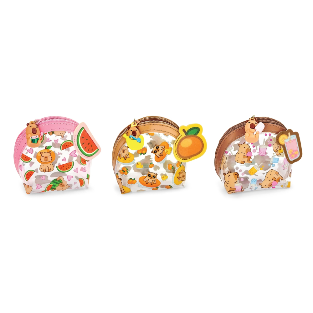 Mini portofel BeCappy Capibara – transparent cu aplicatii si breloc pe lant, pret/1 buc [3]