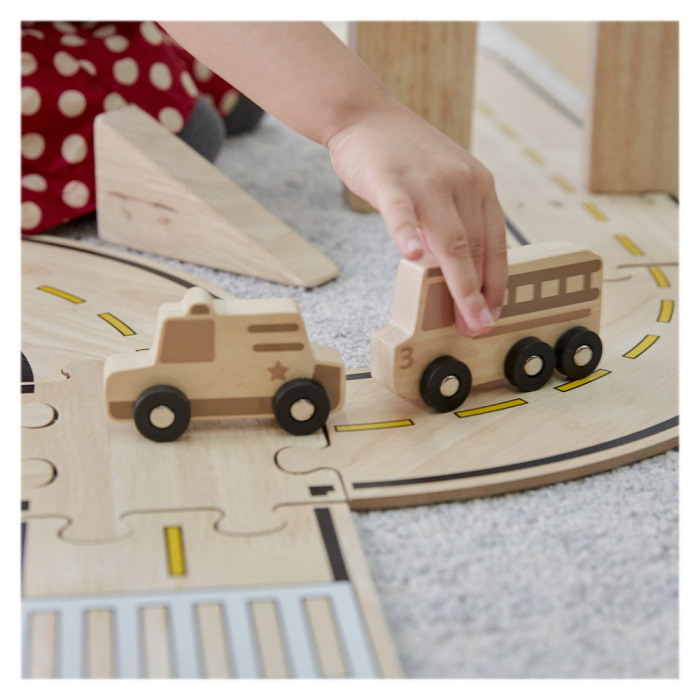 Mini vehicule din lemn, set 10 bucati, Guidecraft, 2-9 ani [5]