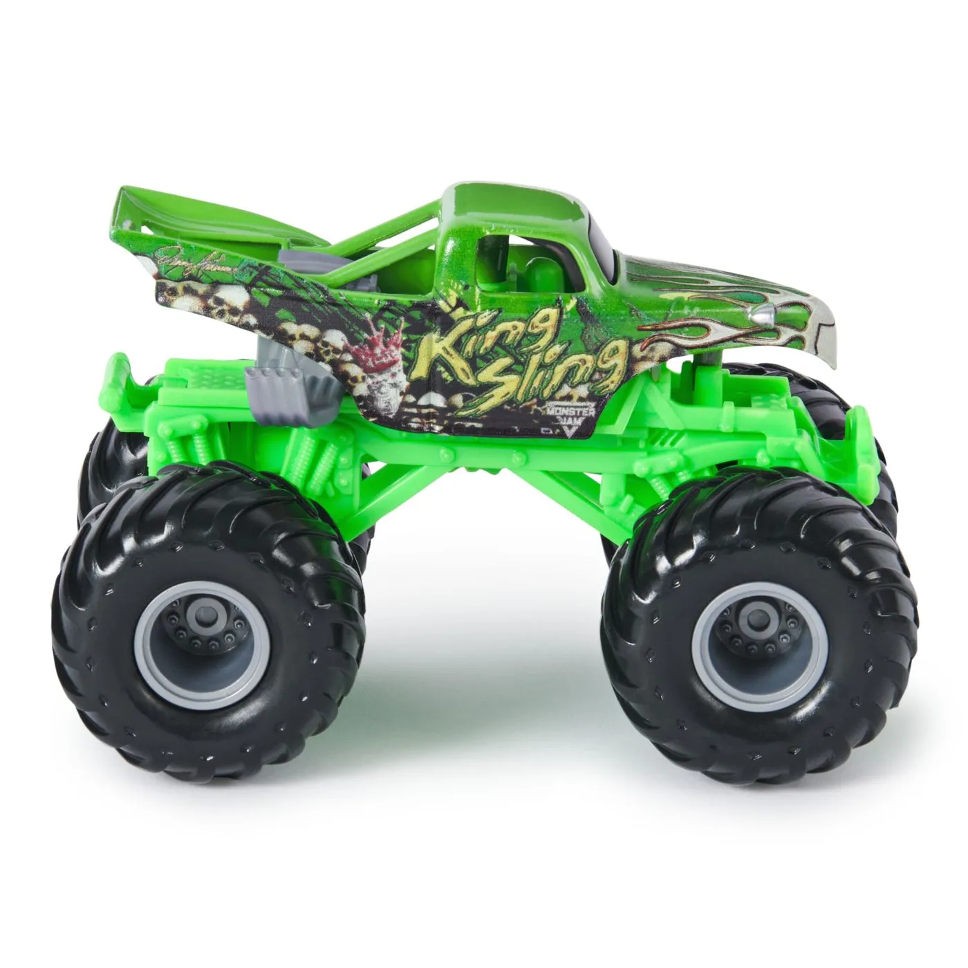 Monster jam set 2 masinute metalice bog hog si king sling scara 1 la 64, copii 3 ani pana la 7 ani [7]