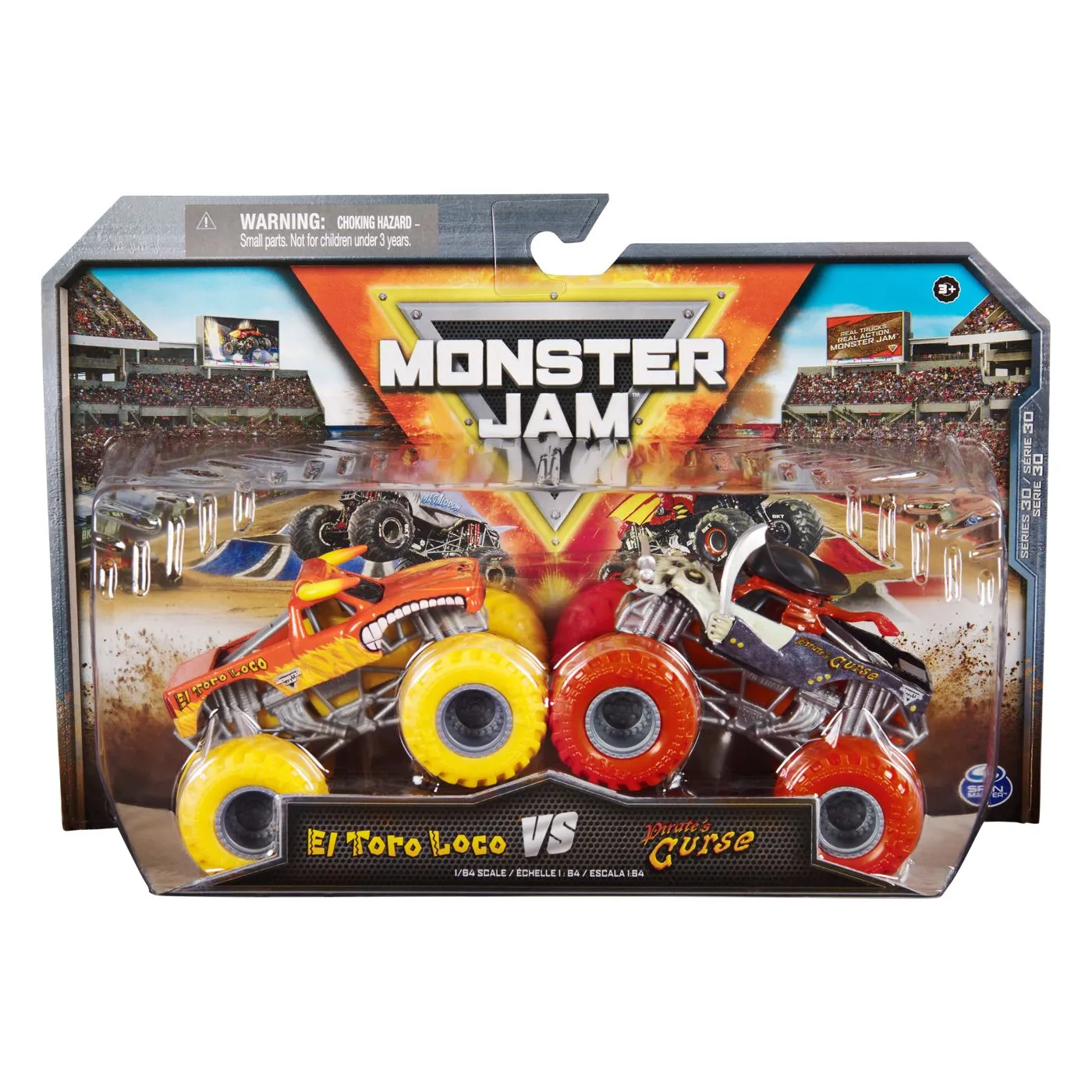 Monster jam set 2 masinute metalice el toro loco si pirates curse scara 1 la 64, copii 3 ani-7 ani [1]