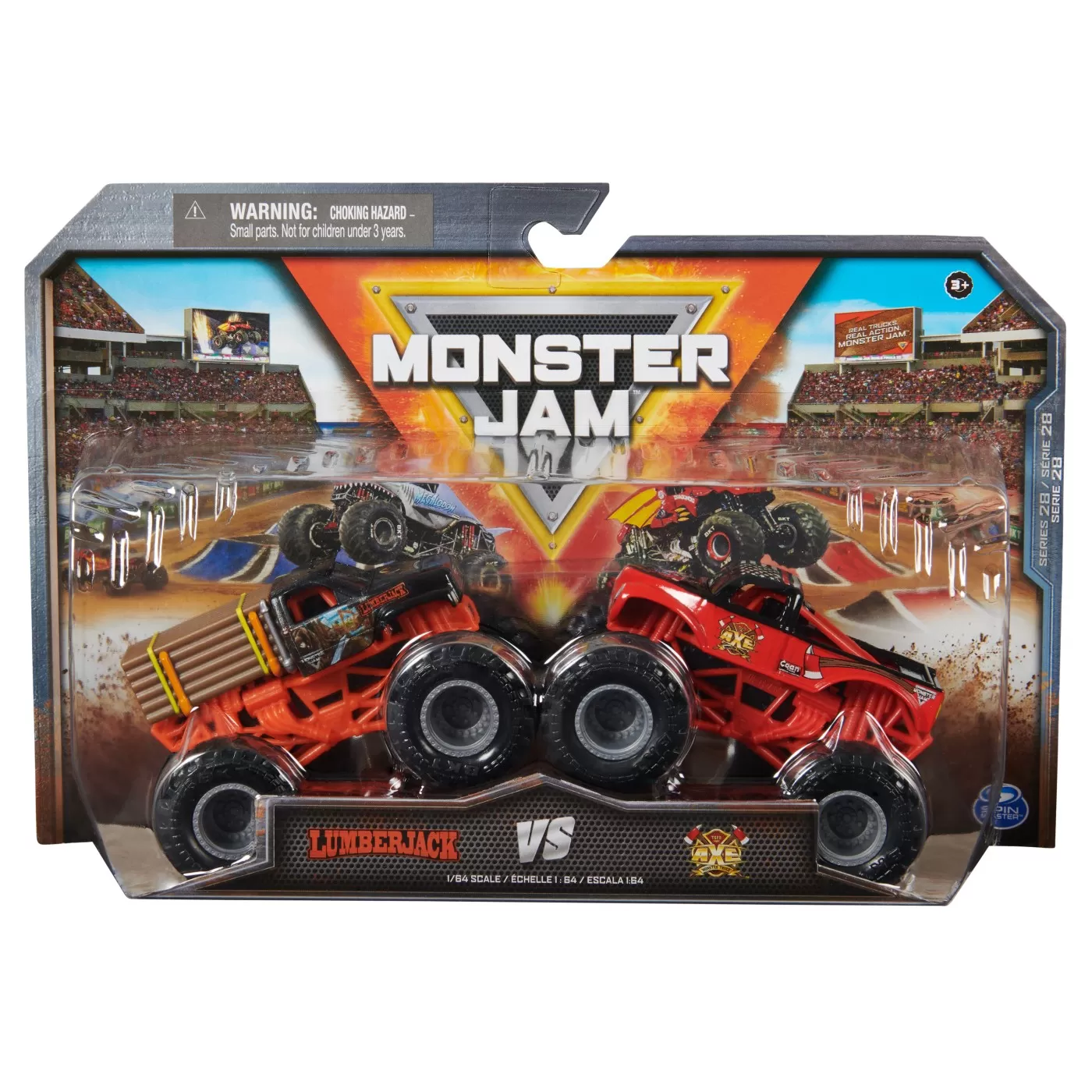 Monster jam set 2 masinute metalice lumberjack si axe scara 1:64, varsta de la 3 ani la 7 ani [1]