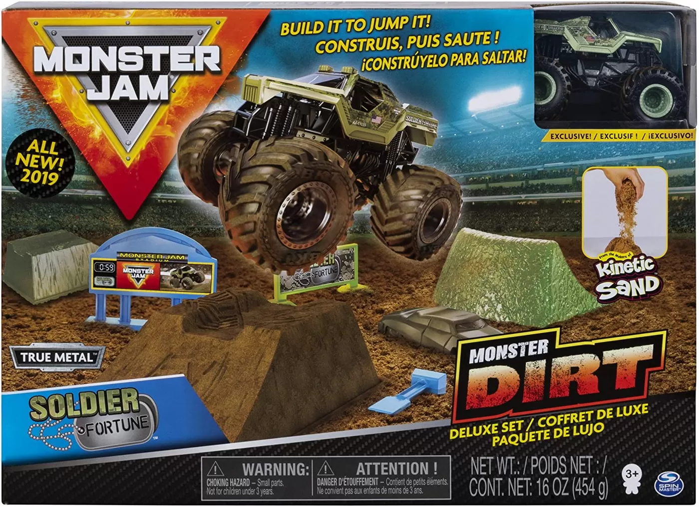 Monster jam set camioneta soldier fortune cu nisip kinetic si accesorii cu rampa [5]