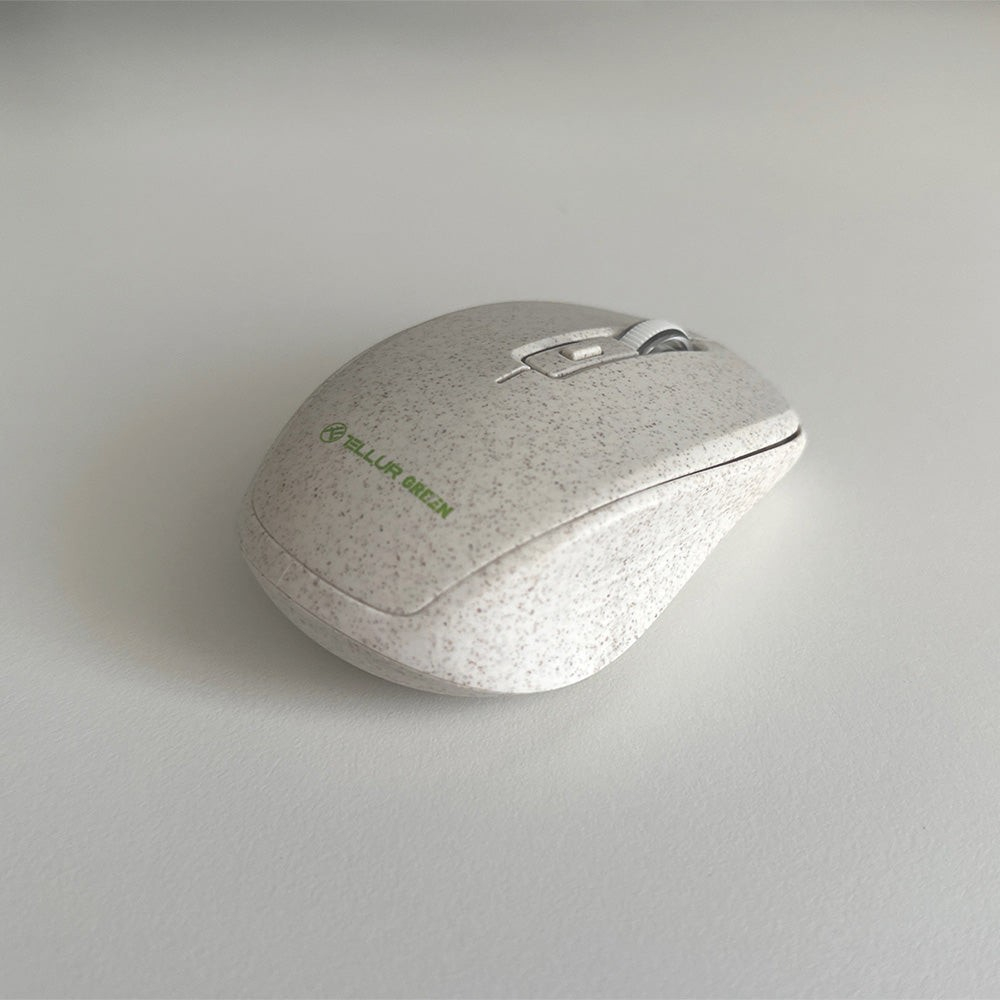 Mouse fără fir Tellur Green, 2.4Ghz, nano receiver, crem [2]