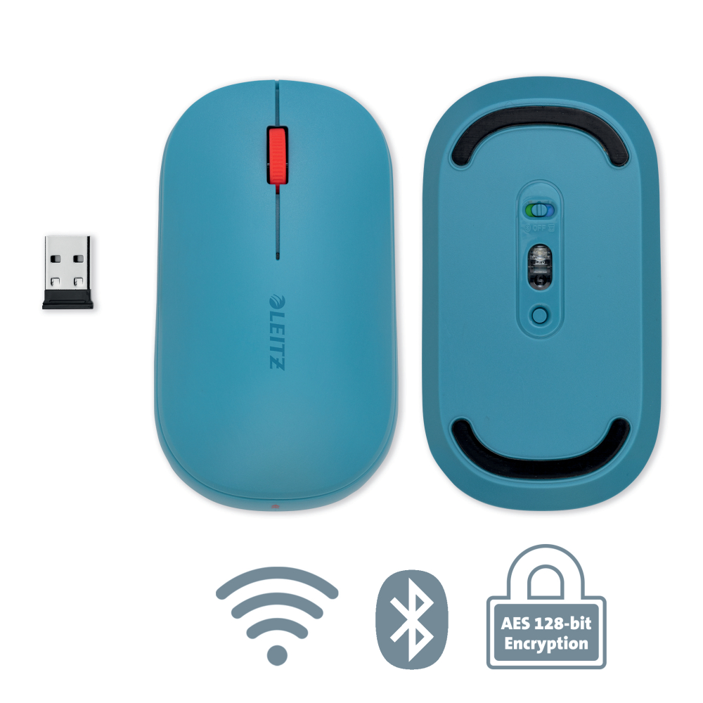 Mouse optic conexiune duala albastru celest cosy leitz [4]