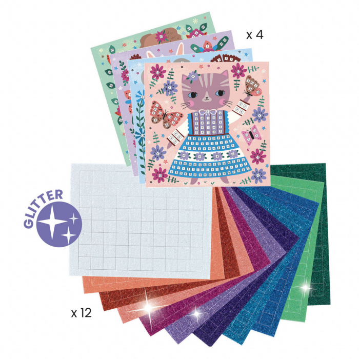 Mozaic - Animale de companie, Set creativ cu spuma metalica autocolanta, Djeco, varsta 3 - 6, 6 - 9 ani, Fata [3]