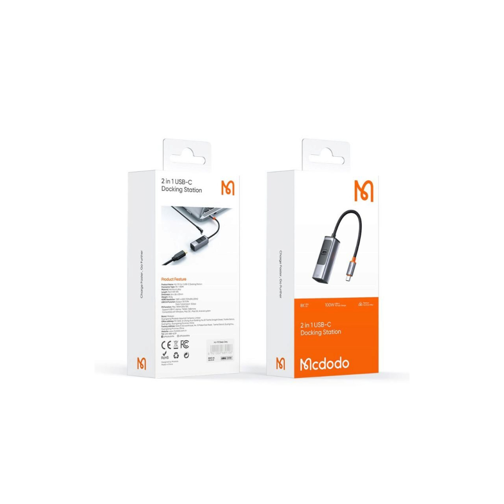 Multihub Mcdodo 2 in 1 Type-C la HDMI 8K PD100W Ultra HD Grey [5]
