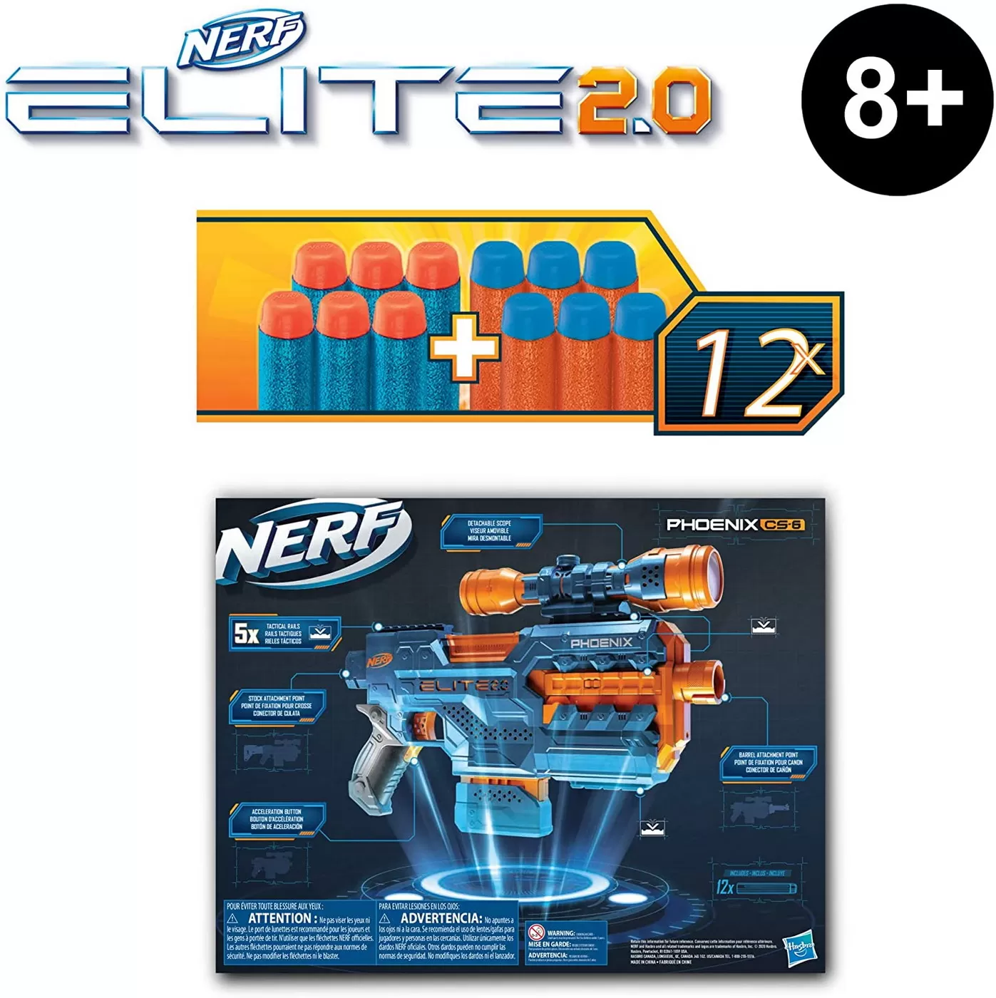 Nerf blaster elite 2.0 phoenix cs6, varsta de la 8 ani la +15 ani [7]