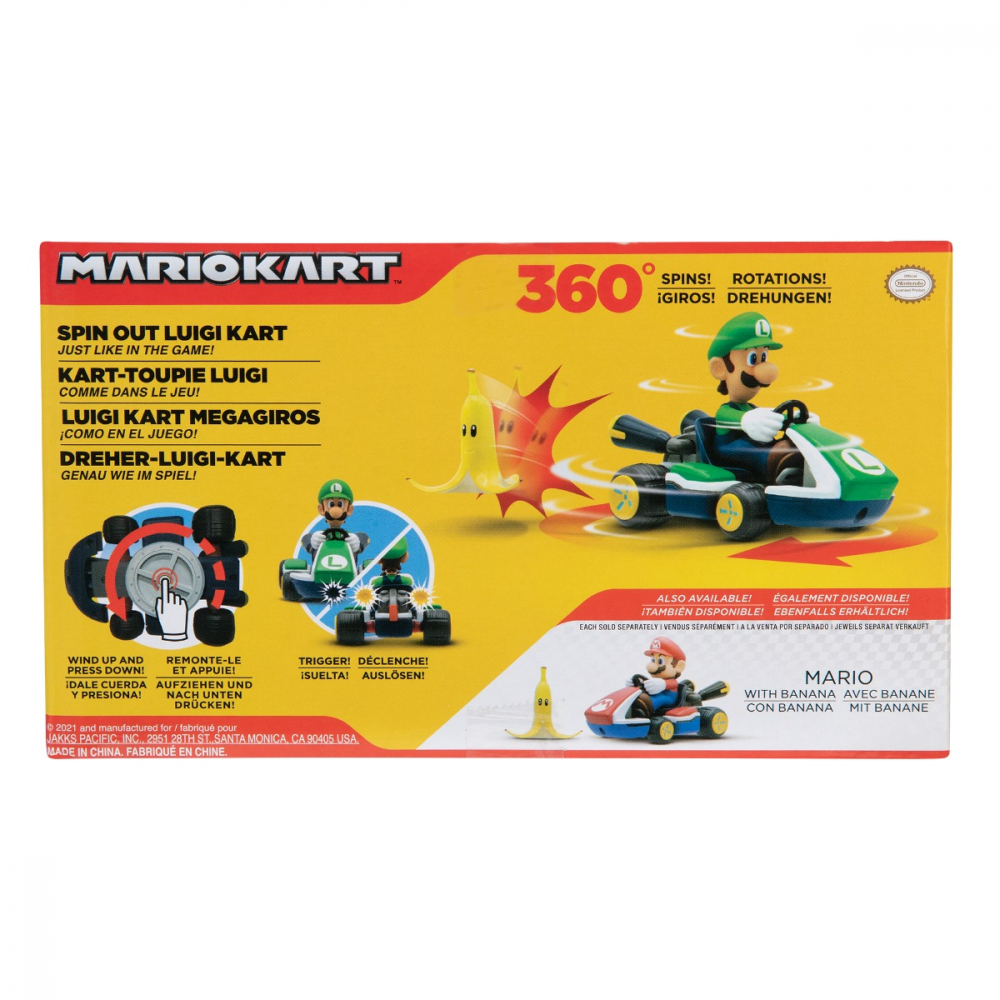 Nintendo Mario - Figurina Spin Out Mario Kart, Luigi, 6 cm varsta 3-5 ani ,5-7 ani ,7-9 ani, Baieti [2]