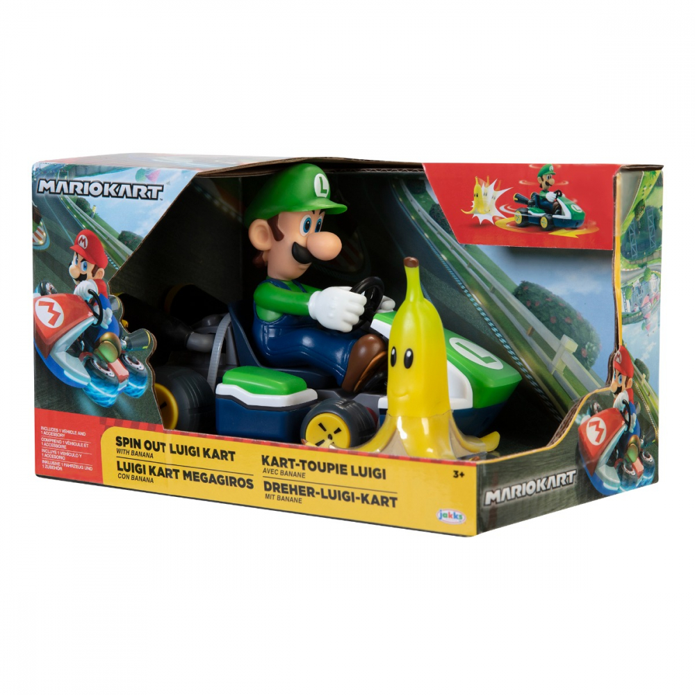 Nintendo Mario - Figurina Spin Out Mario Kart, Luigi, 6 cm varsta 3-5 ani ,5-7 ani ,7-9 ani, Baieti [1]
