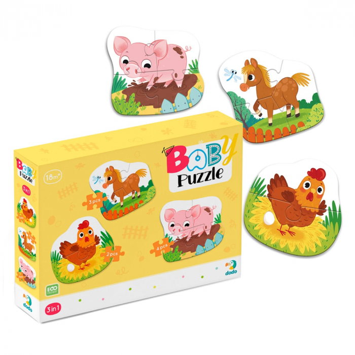 Puzzle pentru bebelusi, O zi la ferma, 1-3 ani [4]