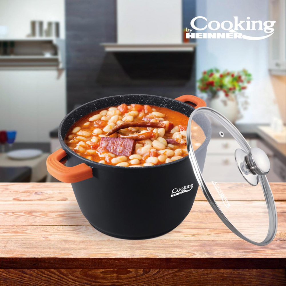 Oala aluminiu turnat+capac, 24 cm x 16.5 cm , 6.3 l, dark line, cooking  by heinner&nbsp; [3]