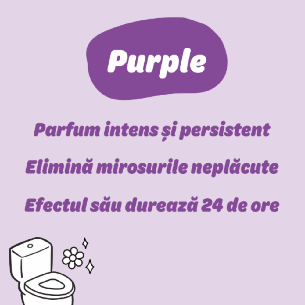 Odorizant lichid pentru toaleta, parfum pardoseli, Asevi Purple, 200 ml [2]