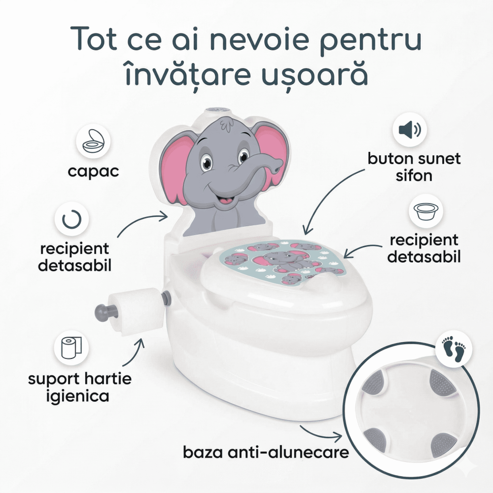 Olita educativa copii Elefant cu sunet sifon | anti-alunecare [5]