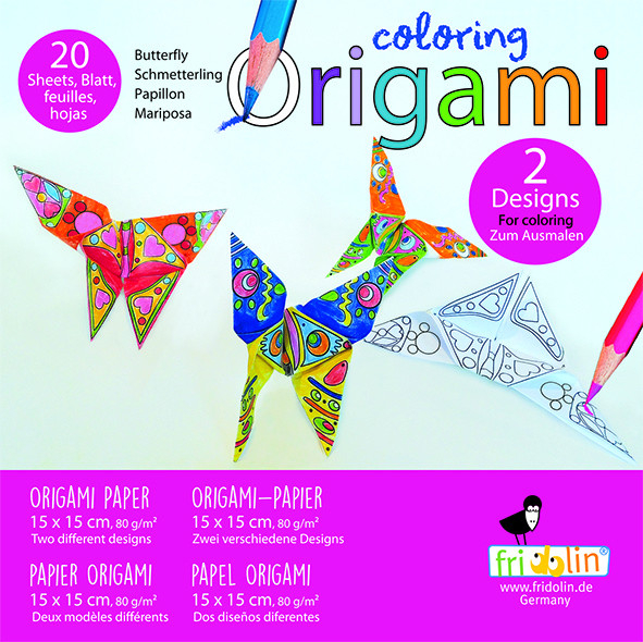 Origami - Fluturasi de colorat, 20 coli, Fridolin, 5 ani+, varsta 6 - 9, 9+ ani,  [1]