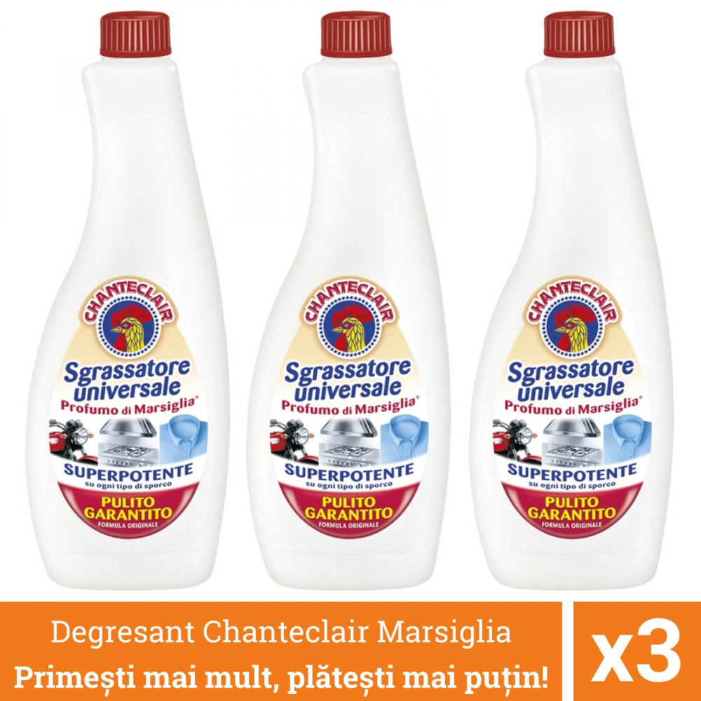 Pachet 3 x Rezerva Degresant Universal cu Marsiglia, ChanteClair Sgrassatore, Solutie, 1800 ml [1]