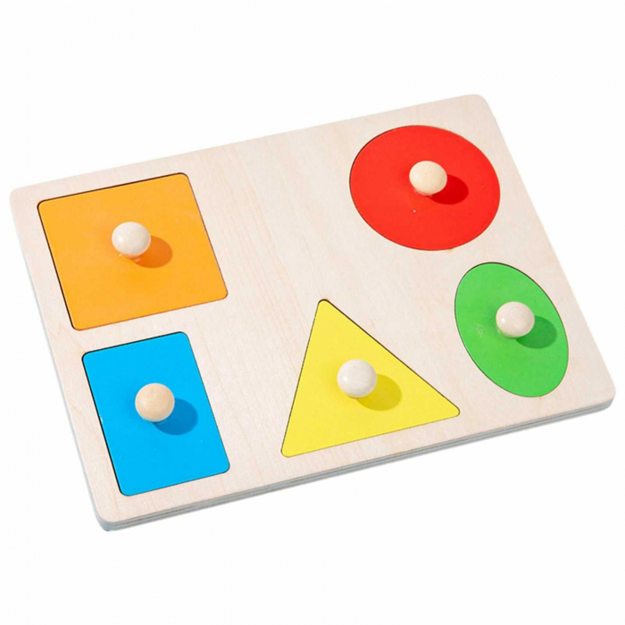 Pachet 4 Jocuri Puzzle Montessori, din lemn, incastre, cu maner [5]