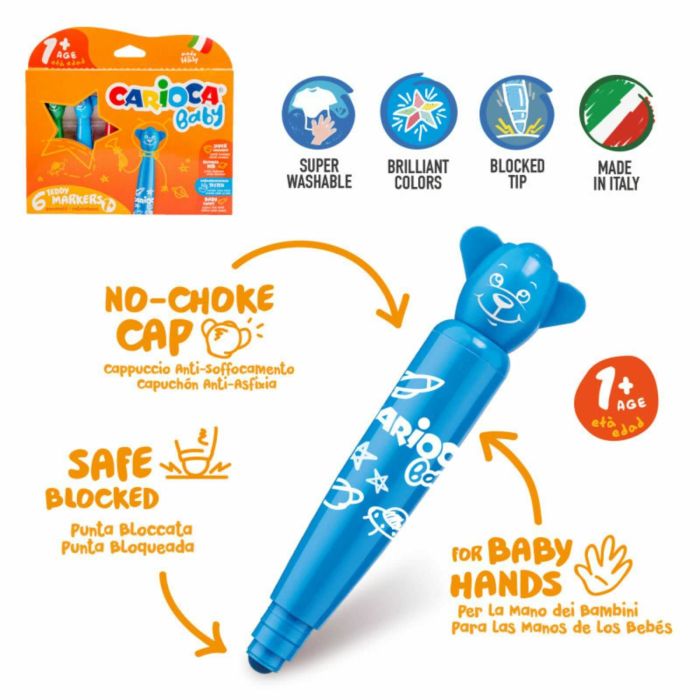 Carioci lavabile si creioane colorate copii 1 an, Carioca Baby [3]