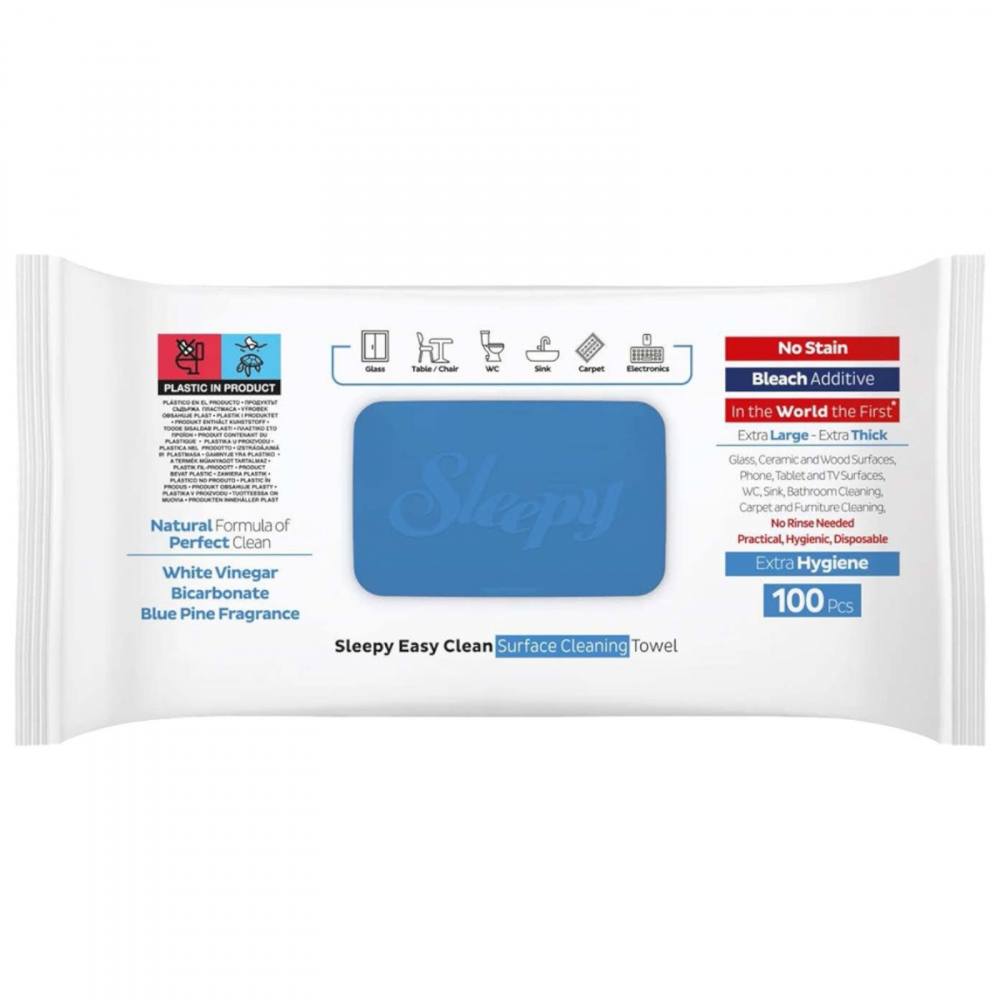 Pachet promo 300 Servetele umede Sleepy cu Otet si Bicarbonat, Extra Cleaning, Multisuprafete [4]