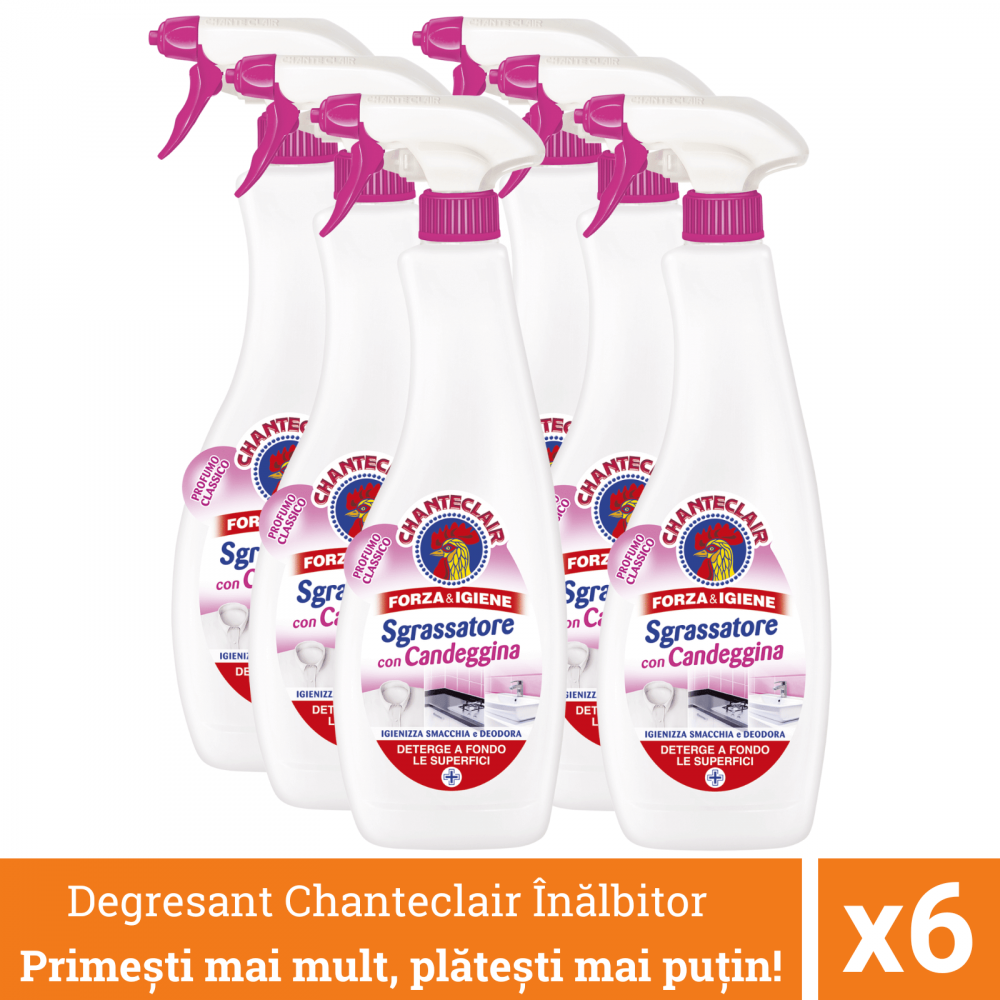 Pachet promo 6 x Chanteclair Degresant Universal cu Inalbitor, Candeggina, Clor, Spray, 600 ml [1]
