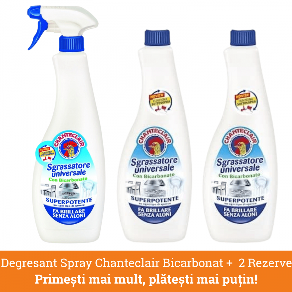 Pachet promo Chanteclair Degresant Universal cu Bicarbonat Spray + 2 Rezerve, Sgrassatore [1]