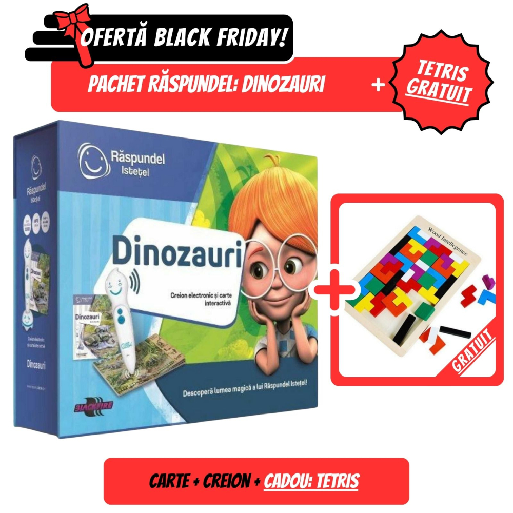 Pachet Promo Raspundel Istetel: Creion + Carte Dinozauri + GRATUIT Joc Tetris [1]