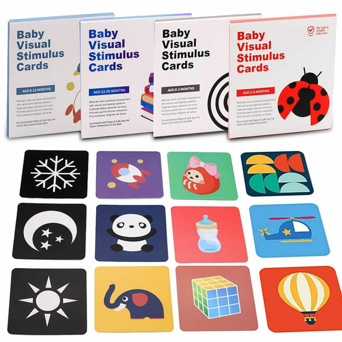 Pachet promo: Set 16 carduri stimulare vizuala bebe, cartonase cu imagini alb negru si color, 0 - 36 luni [1]