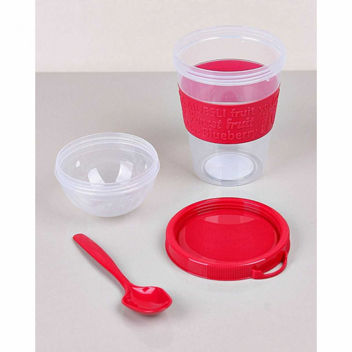 Pahar pentru iaurt cu recipient cereale, cu lingurita, 600 ml - Micostore [4]