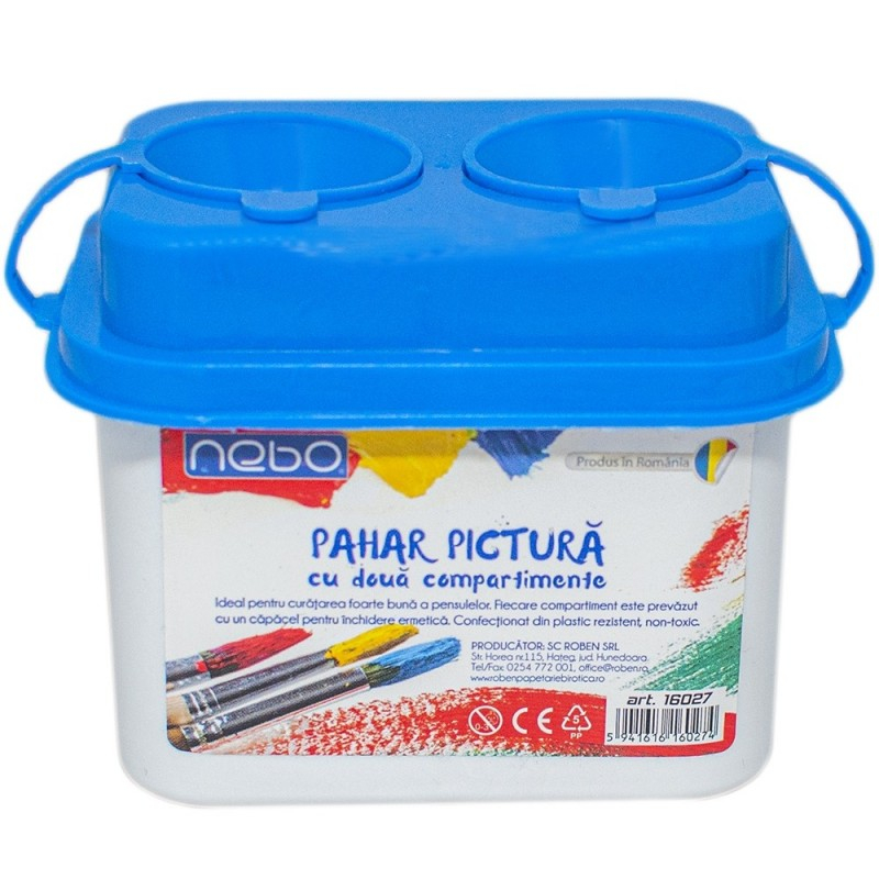 Pahar pictura Nebo, cu capac, cu suport pensule, 2 compartimente, 16027 [3]