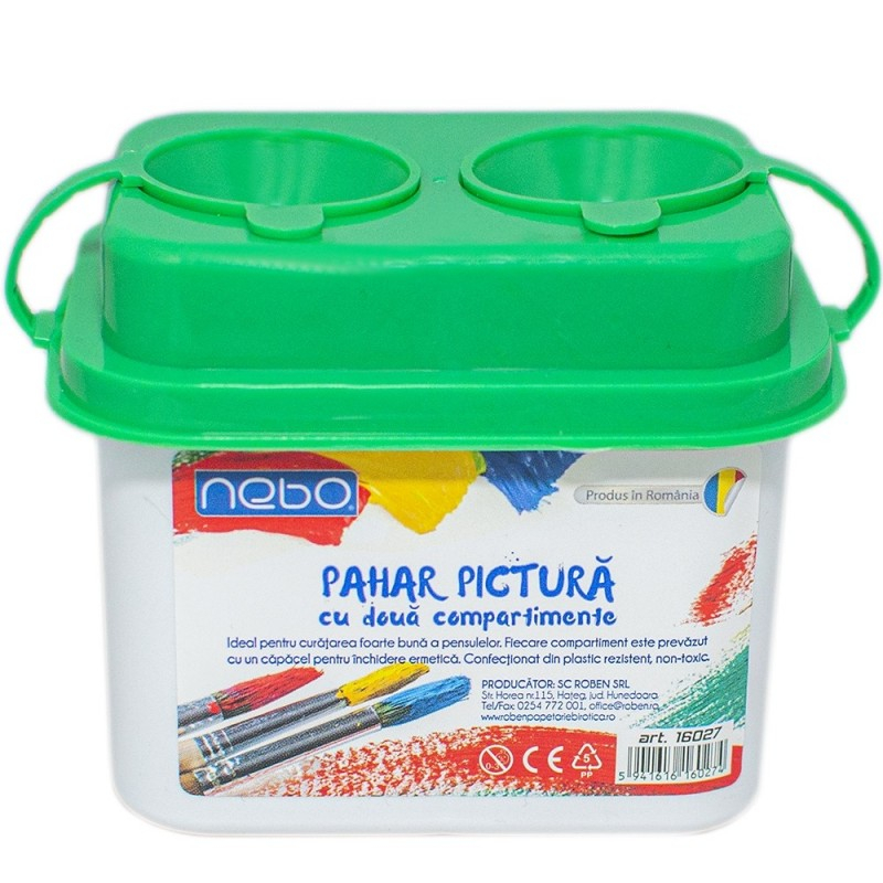 Pahar pictura Nebo, cu capac, cu suport pensule, 2 compartimente, 16027 [4]