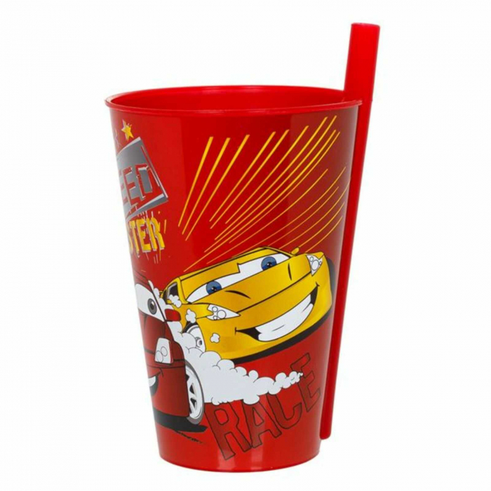 Cana, Pahar cu Pai Incorporat pentru Copii, 400 ml, Masini [2]