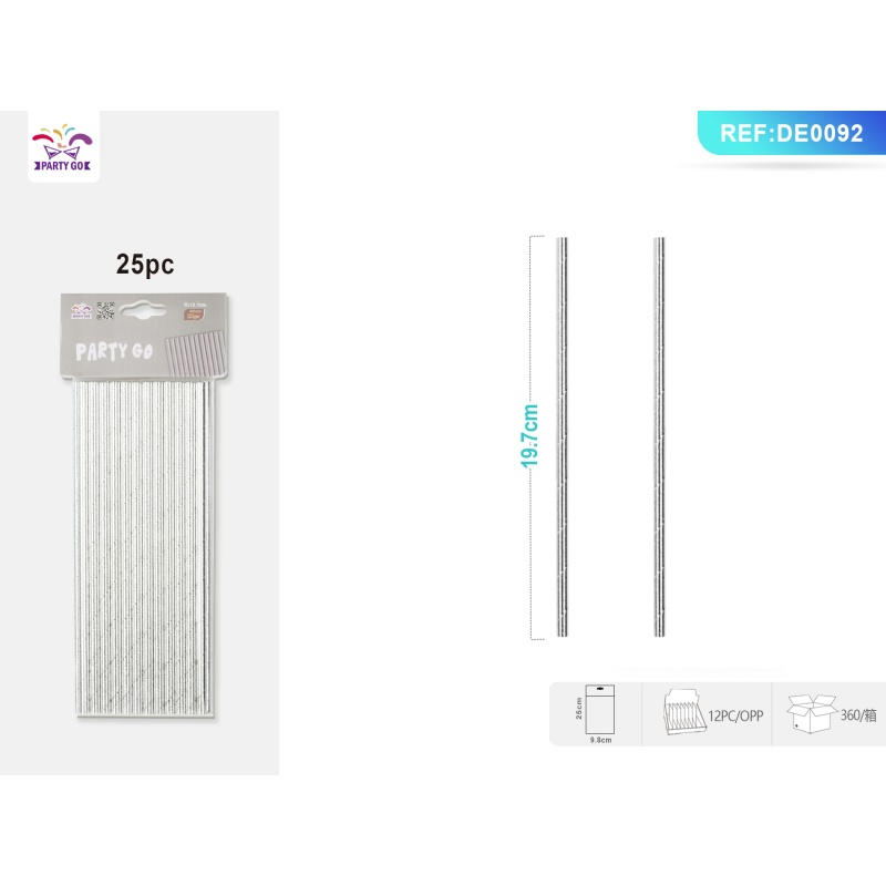 Paie argintii PartyGo, 20cm, DE0092, set 25 buc [3]