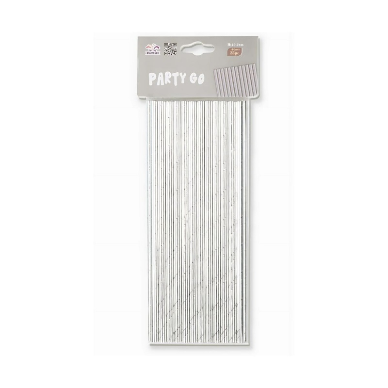 Paie argintii PartyGo, 20cm, DE0092, set 25 buc [2]