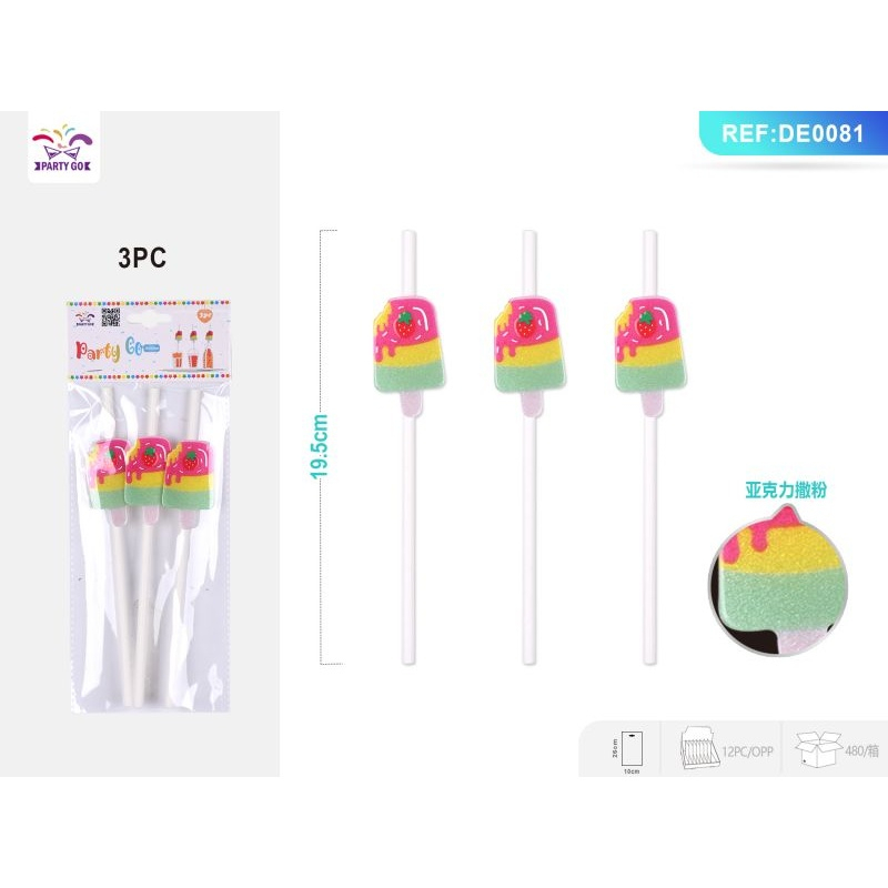 Paie de baut PartyGo, 20cm, imprimeu inghetata, DE0081, set 3 buc [3]