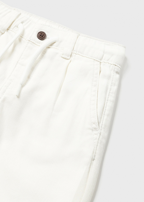Pantaloni conici pentru bebe baieti, talie ajustabila, bumbac, Alb [4]