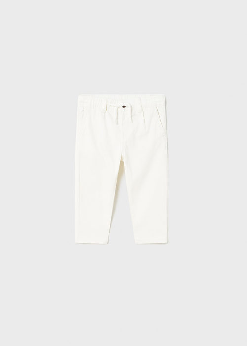 Pantaloni conici pentru bebe baieti, talie ajustabila, bumbac, Alb [2]