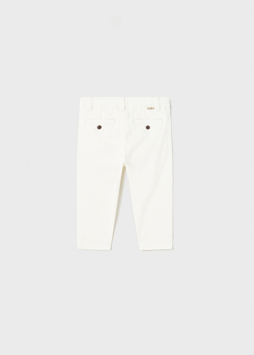 Pantaloni conici pentru bebe baieti, talie ajustabila, bumbac, Alb [3]