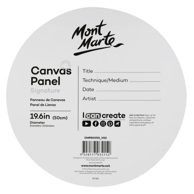 Panza pictura 50x50cm, Mont Marte, CMPR0050, rotunda, 3mm (carton panzat) [4]