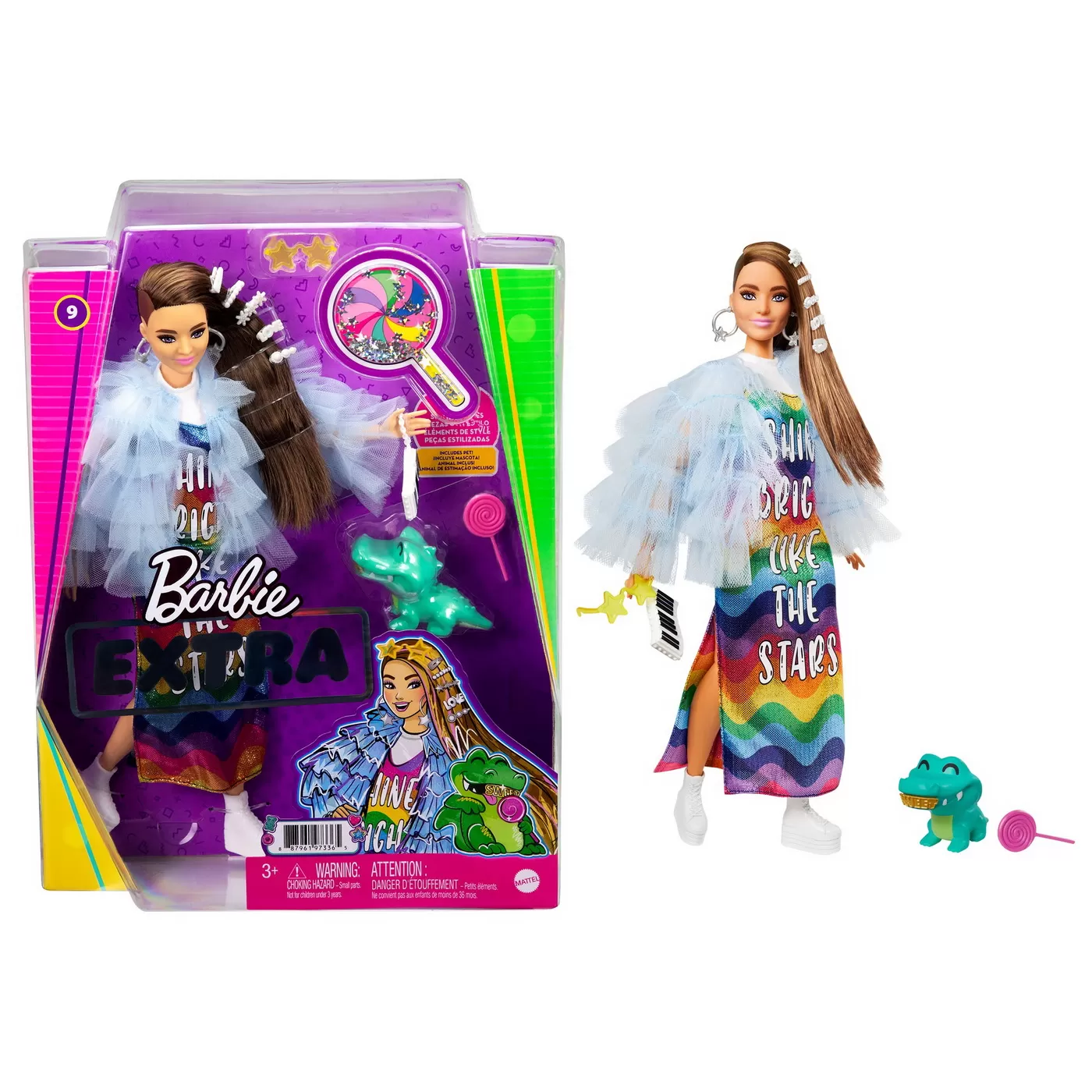 Papusa barbie extra style rochie curcubeu, varsta de la 3 ani la 12 ani [8]
