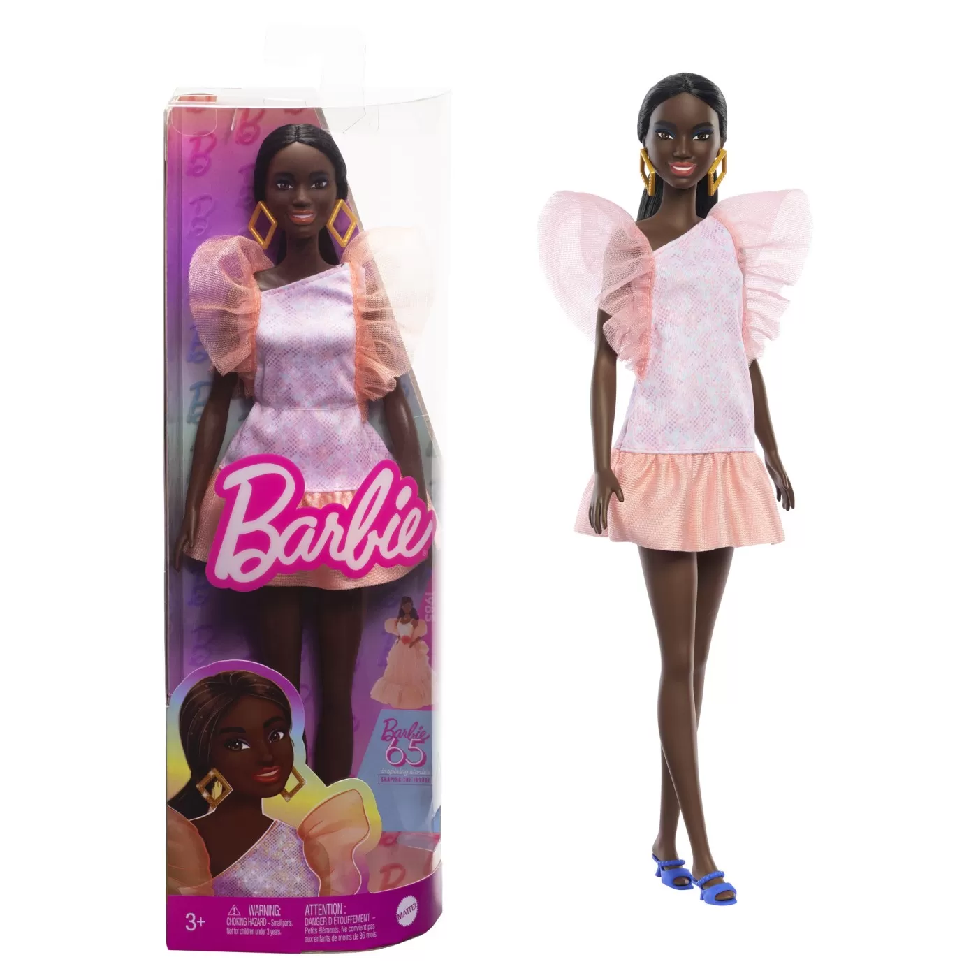 Papusa barbie fashionista afro-americana cu rochie peach, varsta de la 3 ani la 12 ani [5]