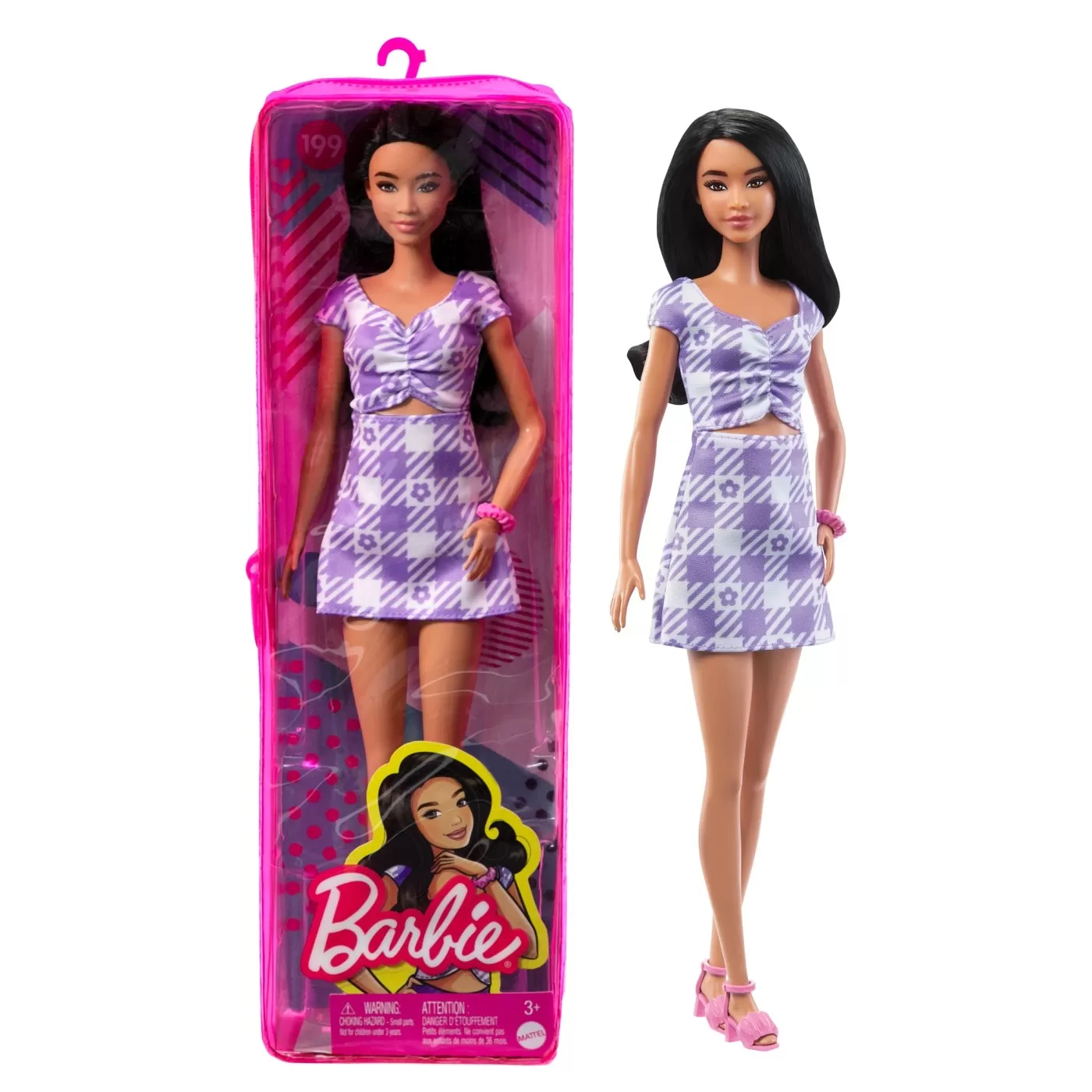 Papusa barbie fashionista bruneta cu rochie mov, varsta de la 3 ani la 12 ani [9]
