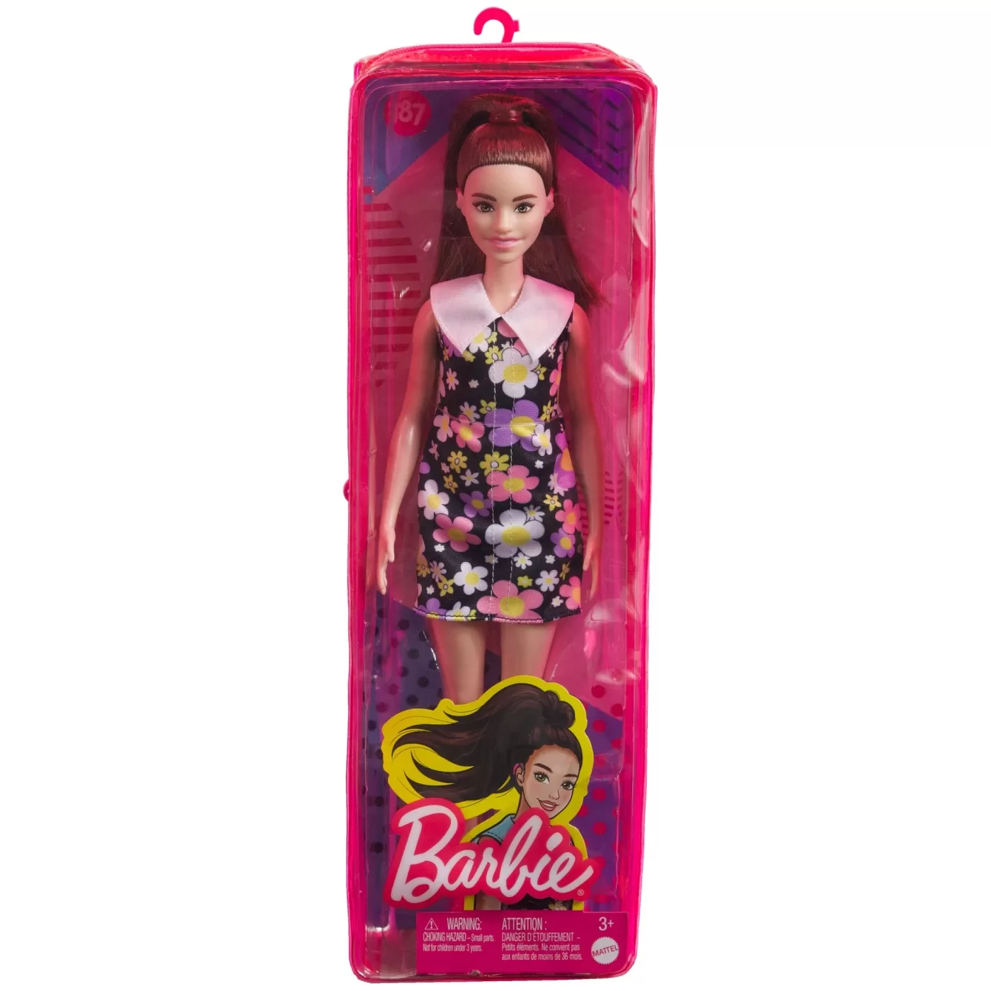Papusa barbie fashionista satena cu rochie cu imprimeu floral, varsta de la 3 ani la 12 ani [1]
