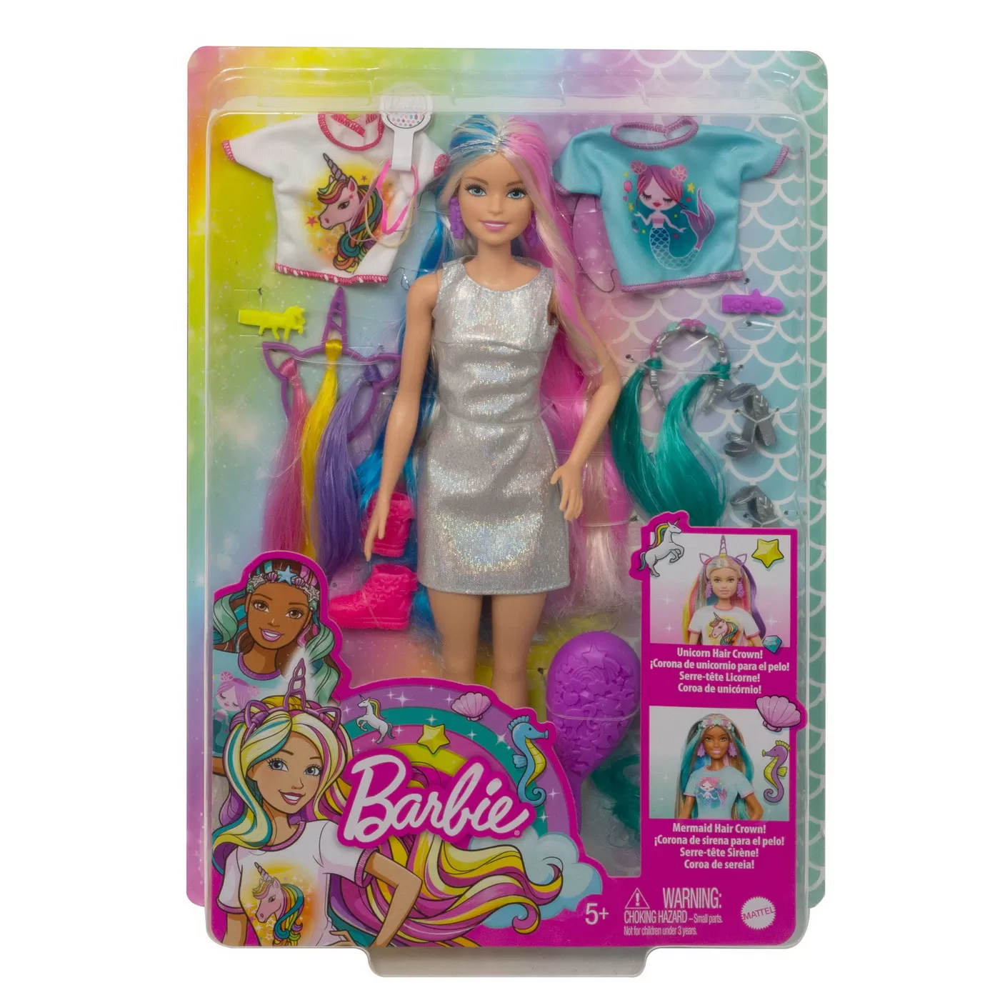 Papusa barbie set de joaca parul stralucitor, varsta de la 3 ani la 12 ani [1]