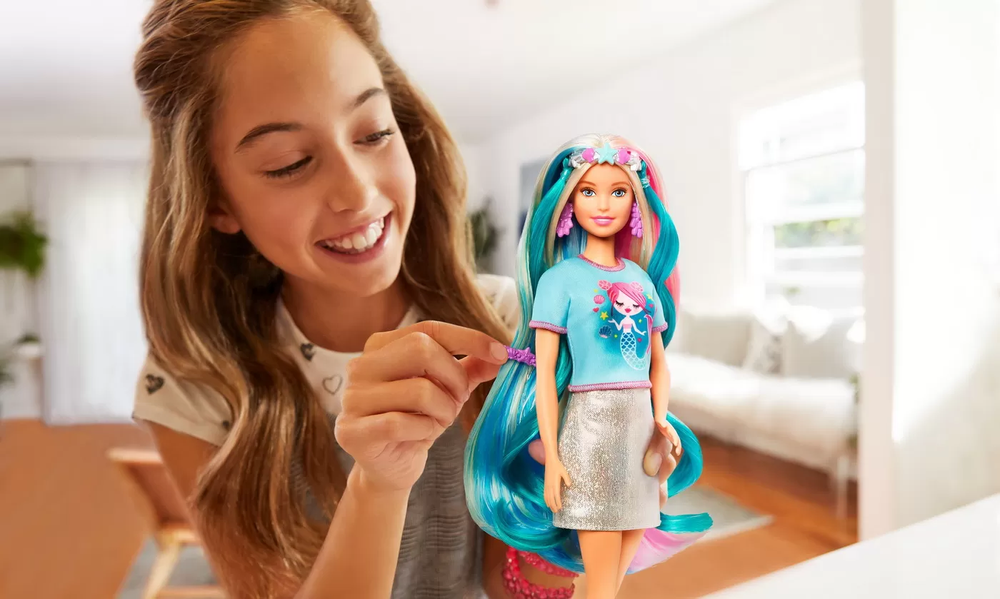 Papusa barbie set de joaca parul stralucitor, varsta de la 3 ani la 12 ani [3]