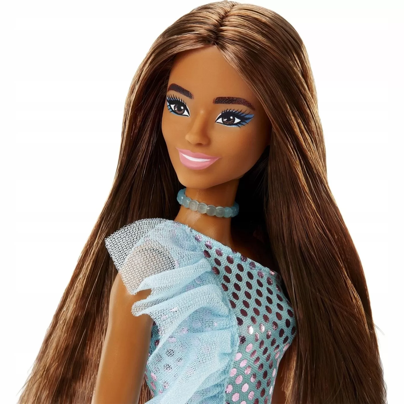Papusa barbie tinute stralucitoare satena cu rochita blue, varsta de la 3 ani la 12 ani [4]