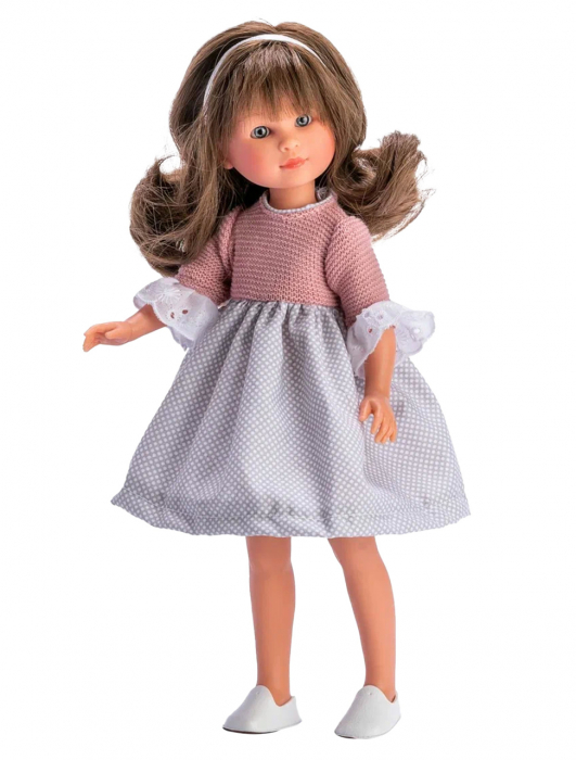 Papusa Celia cu Rochita Gri cu Roz, 30cm [1]