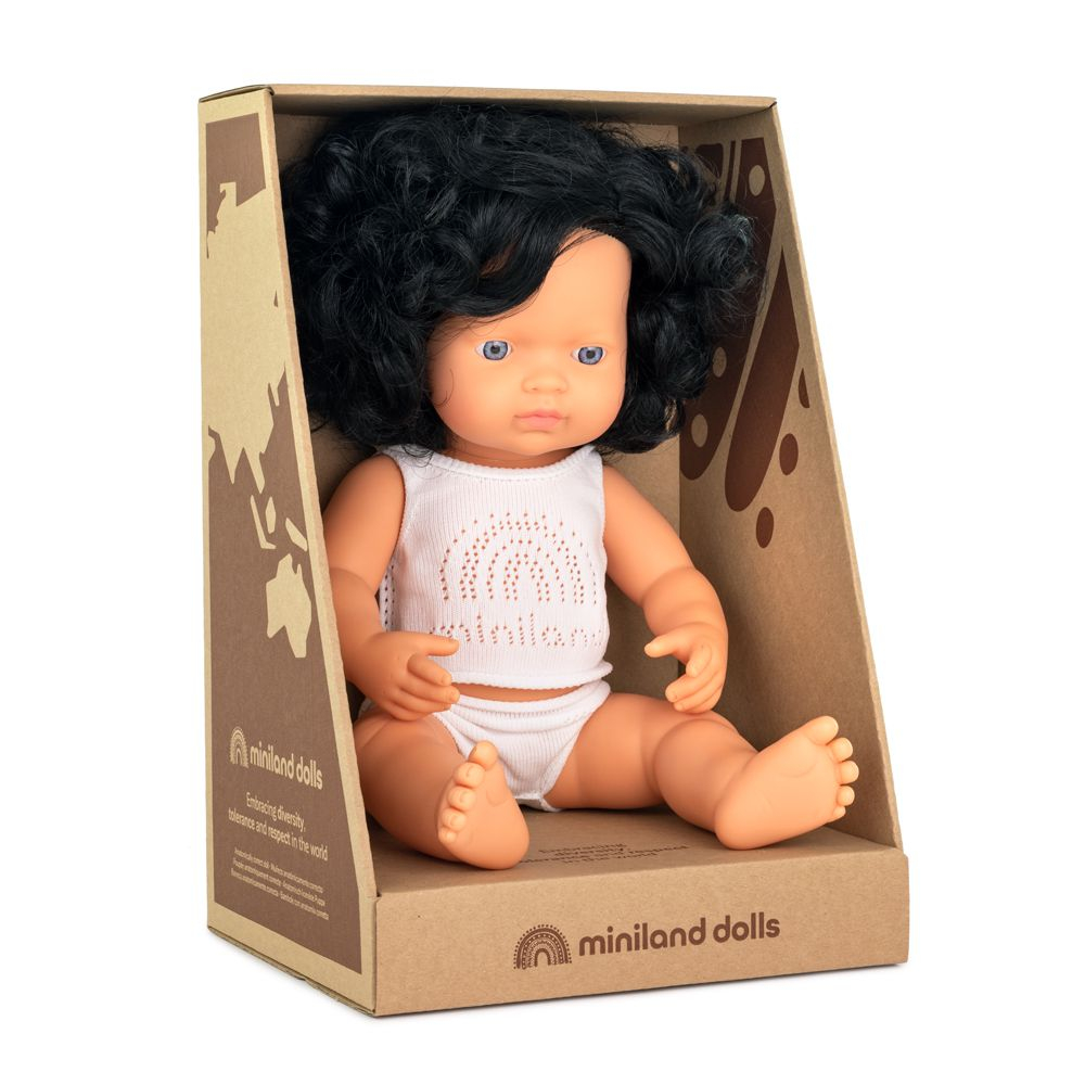 Papusa educativa 38 cm Fetita caucaziana cu par negru si ondulat [1]