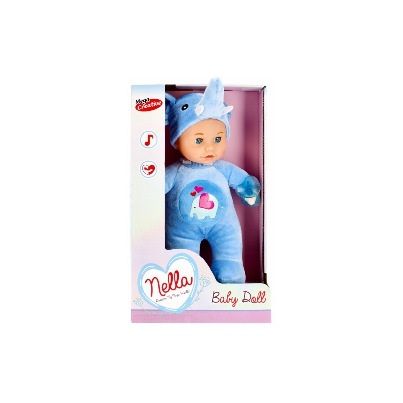 Papusa - Nella - bebelus in costum cu elefant, 30cm, 3+ ani, MegaCreative, 459771 [2]