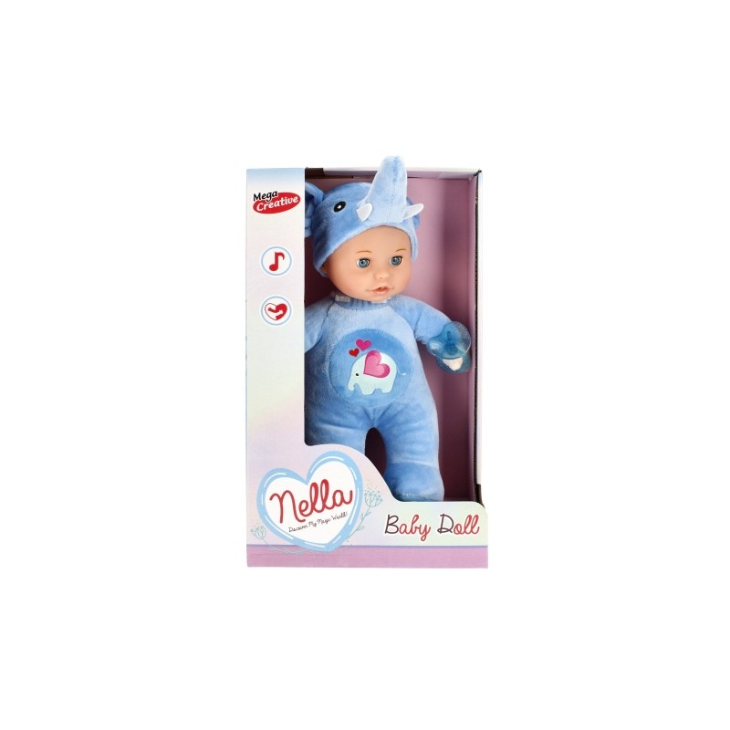 Papusa - Nella - bebelus in costum cu elefant, 30cm, 3+ ani, MegaCreative, 459771 [6]