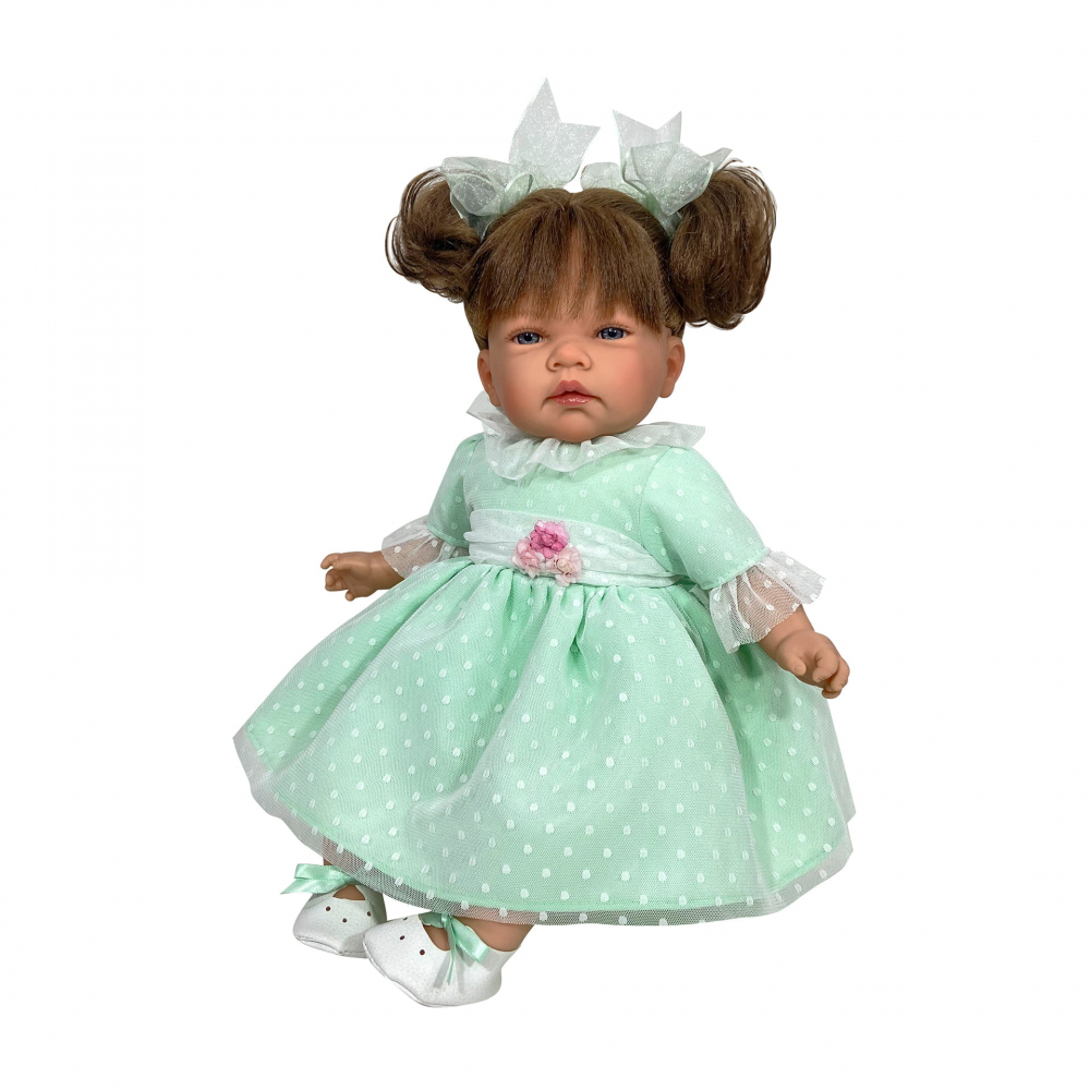 Papusa Nines D'Onil, Celia, cu sunete, cu parul saten, cu rochie menta plumeti, cu miros de vanilie, 45 cm [1]