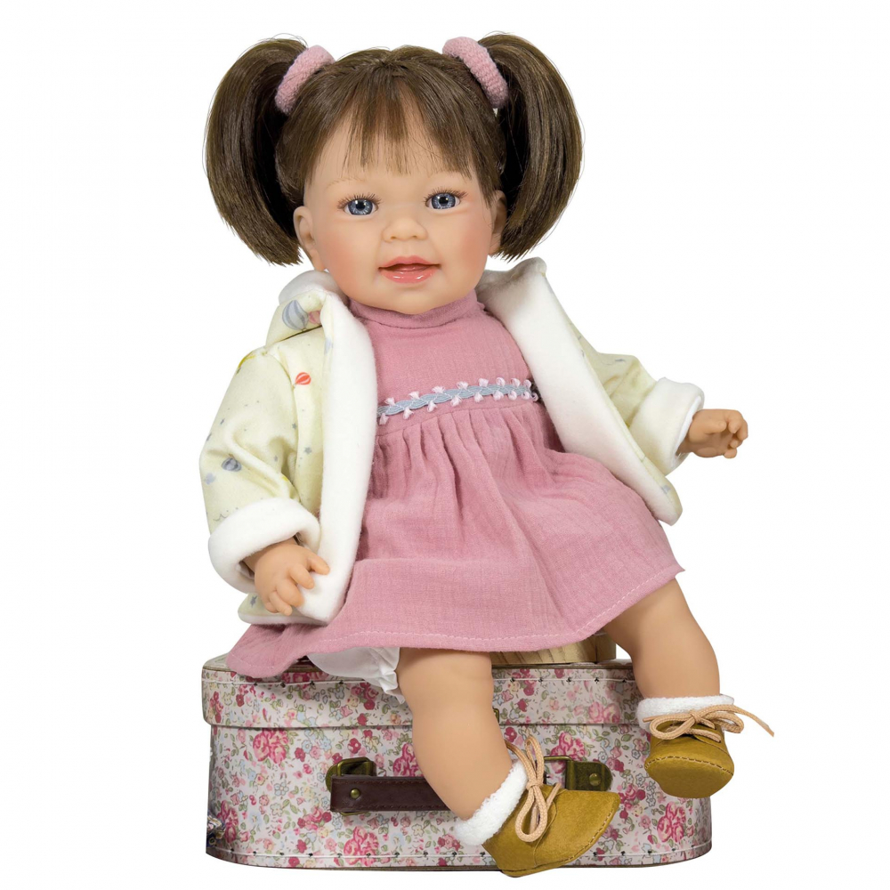 Papusa Nines D'Onil, Little Susi, cu sunete, cu parul saten, cu palton ivory, cu miros de vanilie, 40 cm [1]
